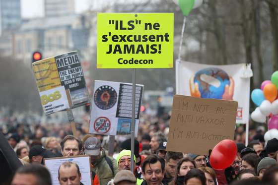 Anti vaccine protest in Brussels