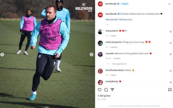 Eriksen nos treinos do Brentford