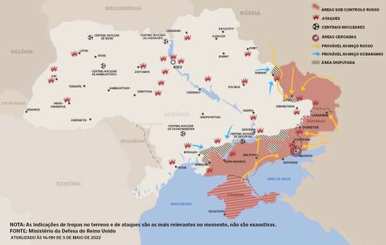 Mapa atualizado esta quinta-feira, 5 de maio de 2022
