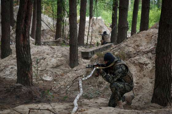 Combat Training Of Fighters Of The Bucha Territorial Defense Near Kyiv