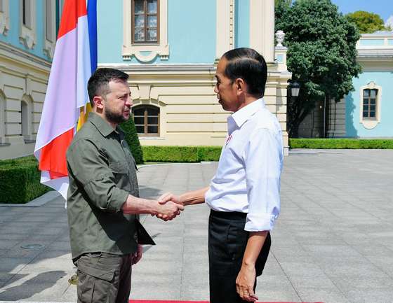 President Joko Widodo meet Zelenskyy at Maryinsky Palace, in Kyiv