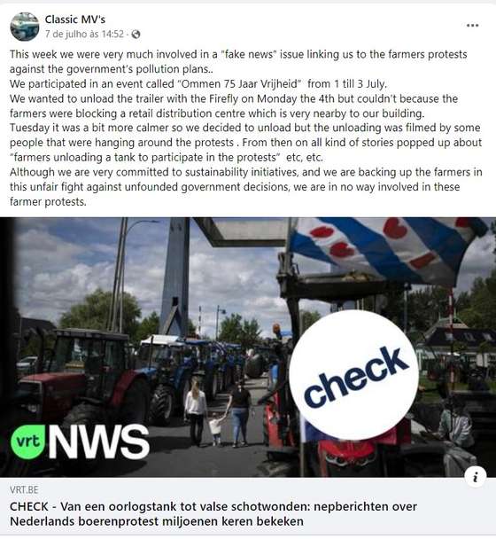 Agricultores holandeses usam tanque?