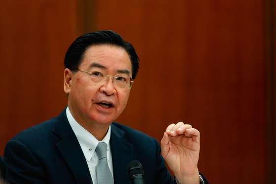 Taiwan Foreign Minister Joseph Wu speaks to the