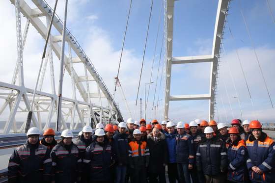 Russian President Vladimir Putin Visits The Crimean Bridge