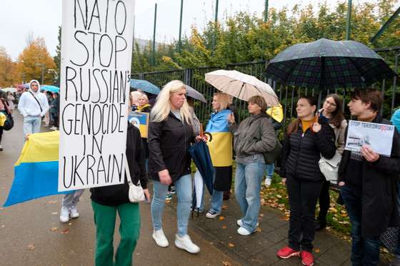 Protest Outside NATO Headquarters In Brussels