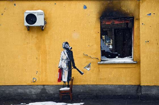 Banksys murals in Kyiv Region
