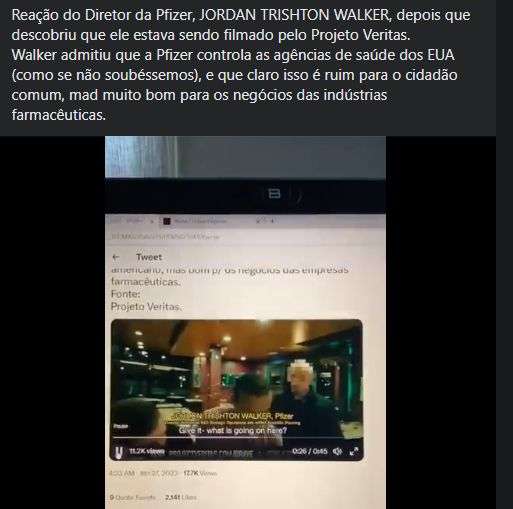 Publica&Atilde;&sect;&Atilde;&pound;o no Facebook sobre alegado diretor da Pfizer