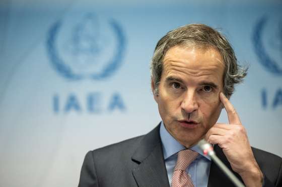 epaselect epa10506113 Rafael Mariano Grossi, Director General of the International Atomic Energy Agency (IAEA), attends a press conference during an IAEA Board of Governors meeting at the IAEA headquarters of the UN seat in Vienna, Austria, 06 March 2023. The regular IAEA Board of Governors meeting takes place from 06 to 10 March 2023.  EPA/CHRISTIAN BRUNA