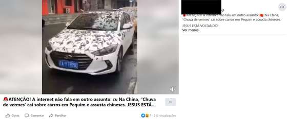 VÃ­deo partilhado no Facebook mostra uma aparente chuva de vermes, na China.