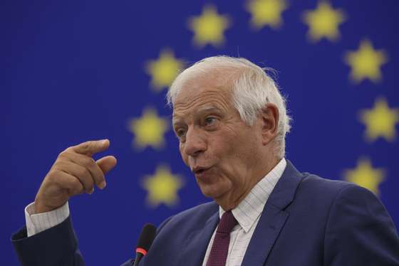 epa10856156 Josep Borrel, High Representative of the European Union for Foreign Affairs and Security Policy speaks during the debate on the 'Situation in West and Central Africa in the light of the recent coups dâ€™Ã©tats', at the European Parliament in Strasbourg, France, 12 September 2023. The session runs from 11 till 14 September.  EPA/JULIEN WARNAND