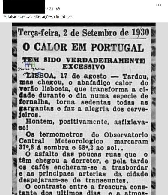 Publica&Atilde;&sect;&Atilde;&pound;o de Facebook a tentar provar que n&Atilde;&pound;o existem altera&Atilde;&sect;&Atilde;&micro;es clim&Atilde;&iexcl;ticas.