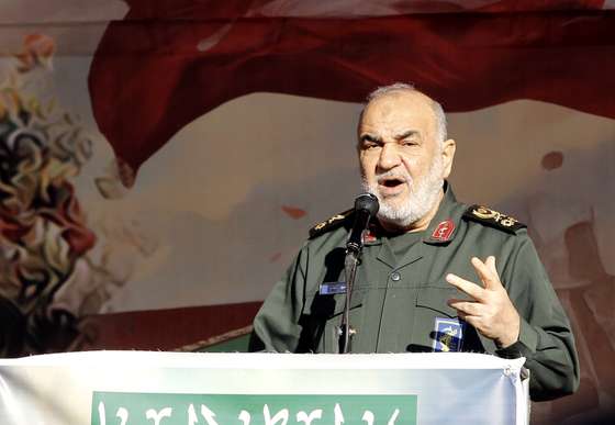 epa11033679 Islamic Revolutionary Guard Corps (IRGC) commander-in-chief General Hossein Salami speaks during a ceremony marking the return of remains of Iranian soldiers killed in the Iran-Iraq war, in Tehran, Iran, 17 December 2023. According to the IRNA News Agency, some 110 bodies of soldiers killed in the Iran-Iraq war that lasted from 1980 to 1988 were discovered recently in Iraq. Hundreds of thousands of Iranians are thought to have been either killed or went missing during the conflict, with some of their bodies found in recent years.  EPA/ABEDIN TAHERKENAREH