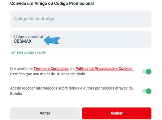 Como Ativar o CÃ³digo Promocional da Betclic no Registo