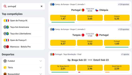 Pesquisa de Jogos e CompetiÃ§Ãµes nas Apostas da Betclic