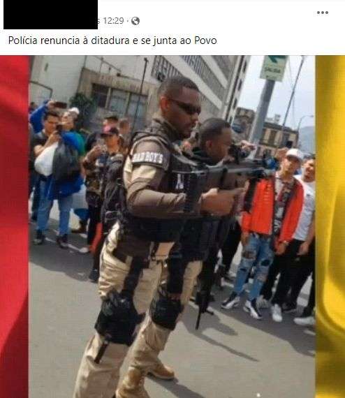 VÃ­deo partilhado no Facebook a mostrar alegados agentes da polÃ­cia venezuelana a juntar-se aos protestos contra NicolÃ¡s Maduro.