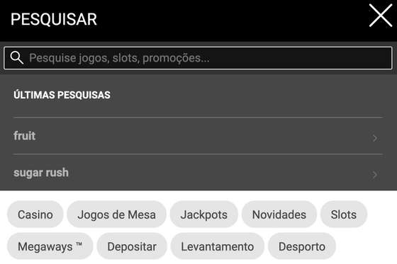 Filtros de Pesquisa dos Jogos no Casino da Bwin