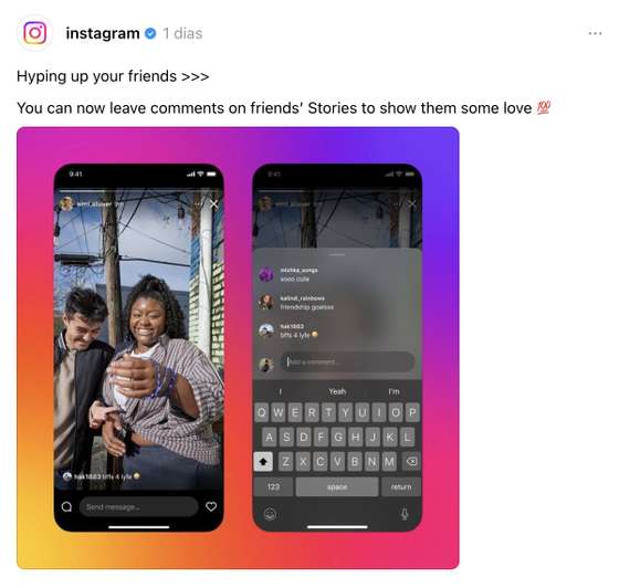 AnÃºncio do Instagram sobre comentÃ¡rios nas Stories