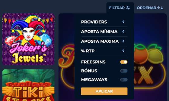 Filtros de Pesquisa das Slots no Casino portugal