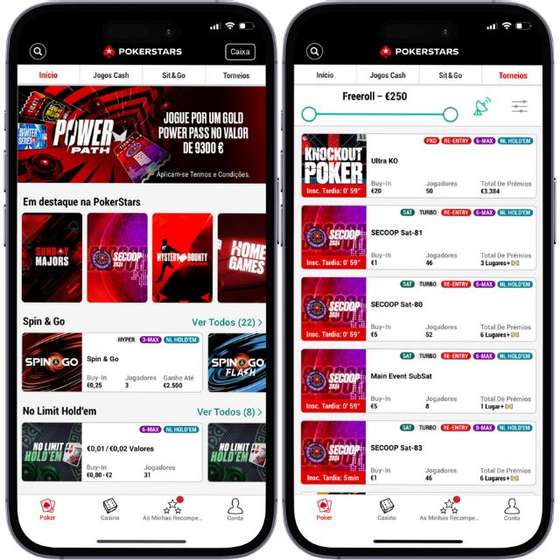 SecÃ§Ã£o de Poker na App PokerStars Portugal