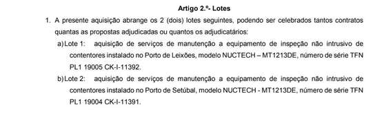 Excerto de Concurso P&Atilde;&ordm;blico da Autoridade Tribut&Atilde;&iexcl;ria sobre a Nuctech.
