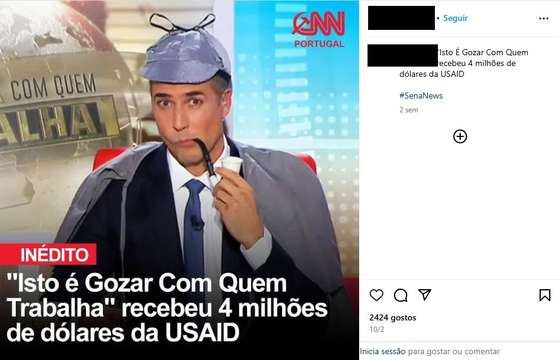 Publica&Atilde;&sect;&Atilde;&pound;o no Instagram alega que o programa de Ricardo Ara&Atilde;&ordm;jo Pereira na SIC, recebeu 4 milh&Atilde;&micro;es de d&Atilde;&sup3;lares da USAID.