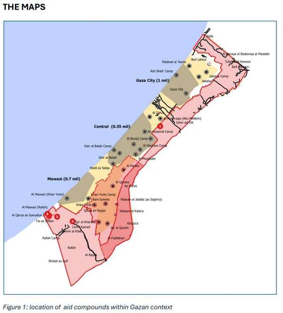 Mapa da Faixa de Gaza do professor Yaakov Garb, corrigidos a 26 de junho de 2025