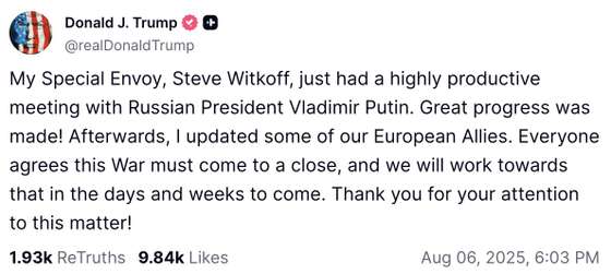 Trump reuni&Atilde;&pound;o Putin Witkoff