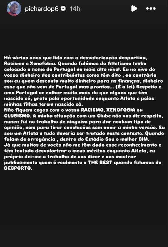 Publica&Atilde;&sect;&Atilde;&pound;o Pedro Pichardo nas redes sociais