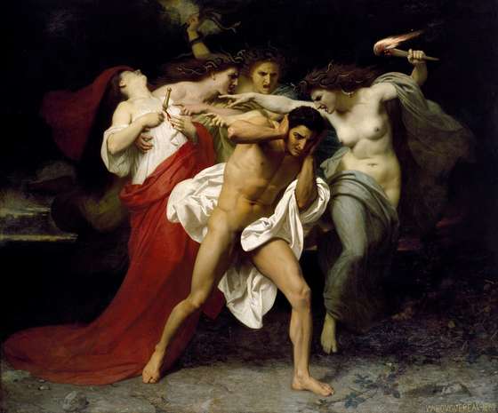 William-Adolphe Bouguereau, Orestes Pursued by the Furies (1862)