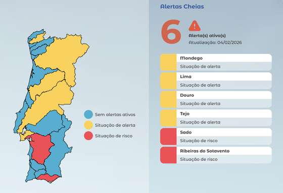 Mapa de monitoriza&Atilde;&sect;&Atilde;&pound;o de risco de cheias ,4 de fevereiro APA
