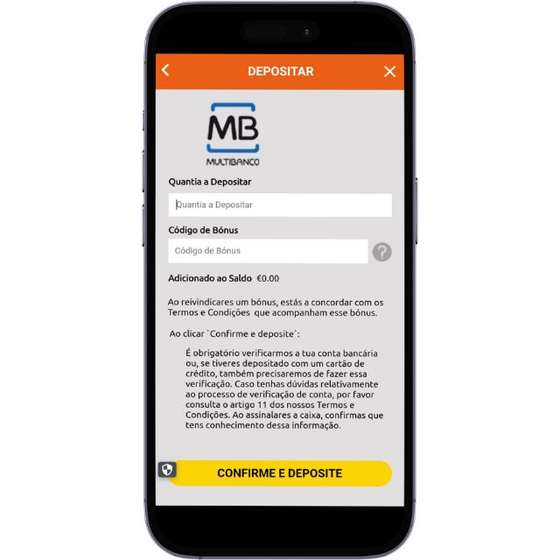 Ecr&Atilde;&pound; de dep&Atilde;&sup3;sito por Multibanco no BacanaPlay