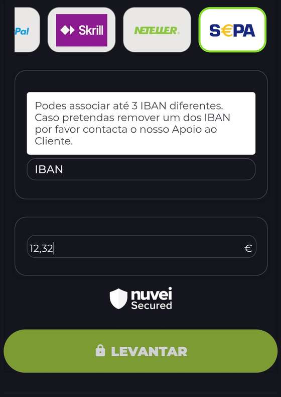 Pedido de levantamento de 12,32&acirc;&not; na app Placard com estado, data e hora