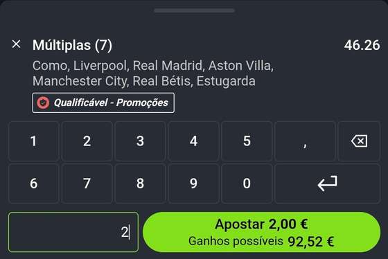 Boletim de aposta m&Atilde;&ordm;ltipla na app Placard com Multib&Atilde;&sup3;nus
