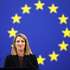 epa13283251 President of the European Parliament Roberta Metsola speaks during the European Parliament plenary session in Strasbourg, France, 05 October 2026.  EPA/OLIVIER MATTHYS