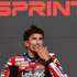 epaselect epa13278058 Ducati Lenovo MotoGP rider Marc Marquez of Spain blows a kiss as he celebrates on the podium after winning the sprint race of the Motorcycling Grand Prix of Japan at the race track in Motegi, Japan, 03 October 2026.  EPA/FRANCK ROBICHON