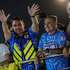 epa13321511 Brazilian presidential candidate for the Liberal Party, Flavio Bolsonaro (2-L), greets supporters during a campaign event called 'bloquinho 22' in Fortaleza, Ceara, Brazil, 21 October 2026. The Brazilian presidential runoff election is scheduled to take place on 25 October 2026.  EPA/Jarbas Oliveira