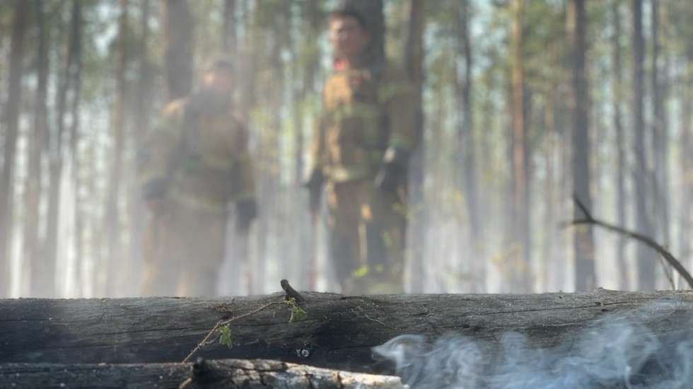 epa08532425 An undated handout photo made available on 07 July 2020 by the Republic of Sakha (Yakutia) branch of the Russian Ministry for Civil Defense, Emergencies and Elimination of Consequences of Natural Disasters (EMERCOM) shows fireworkers at a site of a natural fire in an unnamed location in the the Republic of Sakha (Yakutia), in the northeastern part of Siberia, Russia, According to the Russian Aerial Forest Protection Service (or Russian Federal agency 'Avialesookhrana') operational data, in the territory of Yakutia (or Yakutiya)  there are 137 natural fires which cover a total area of more than 385,000 hectares.  EPA/EMERCOM OF RUSSIA PRESS SERVICE / HANDOUT  HANDOUT EDITORIAL USE ONLY/NO SALES