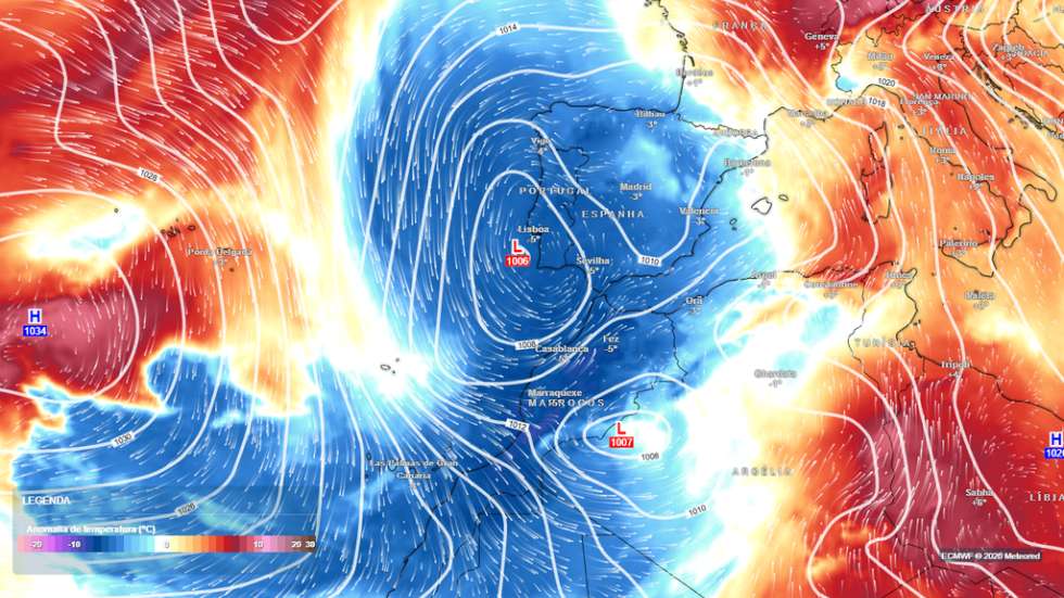Primeiro efeito da chegada da massa de ar frio será a descida generalizada das temperaturas