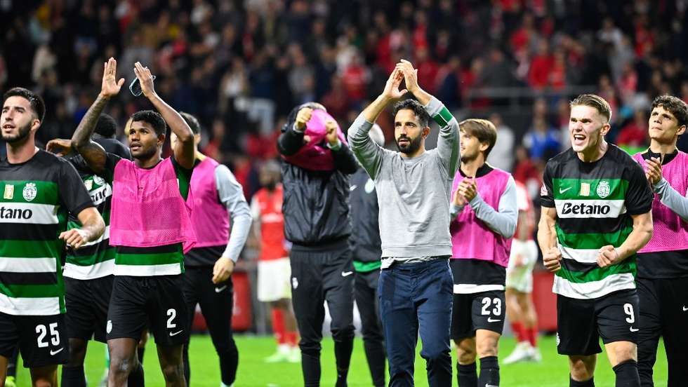 Rúben Amorim mostrou-se mais emotivo do que é habitual nos festejos após a grande reviravolta do Sporting em Braga