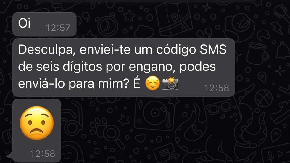 Exemplo de uma das mensagens falsas que pode receber, com o intuito de aceder à sua conta