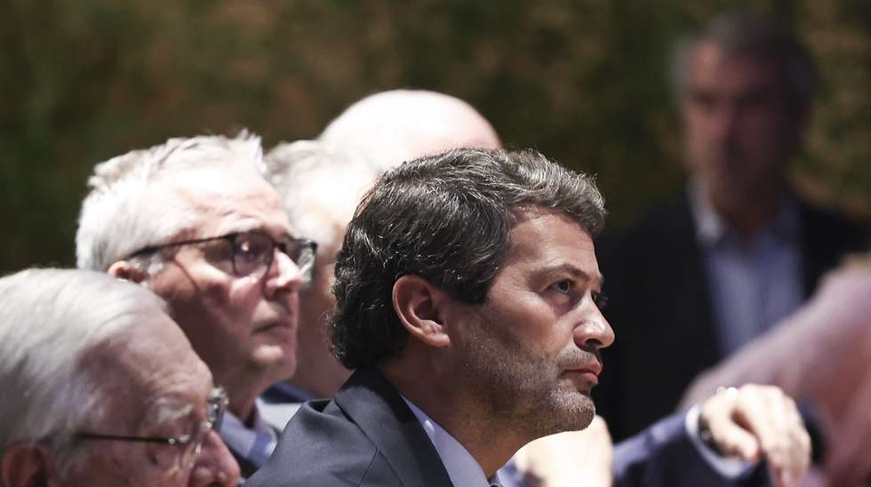 O  presidente do Chega, André Ventura, durante a conferência comemorativa dos 50 anos do IDL - Instituto Amaro da Costa, em Lisboa, 18 de outubro de 2025. ANTÓNIO COTRIM/LUSA