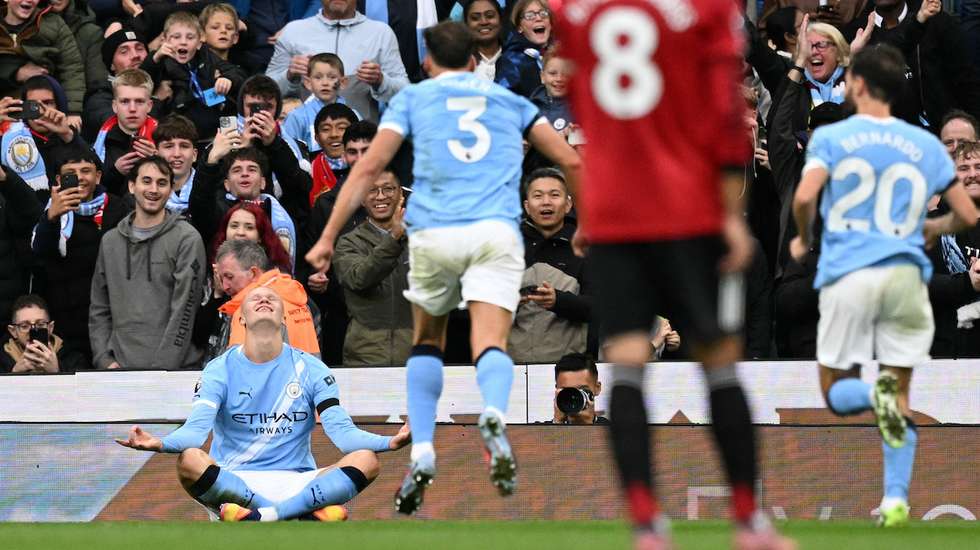 O avançado norueguês marcou dois dos três golos da equipa de Pep Guardiola