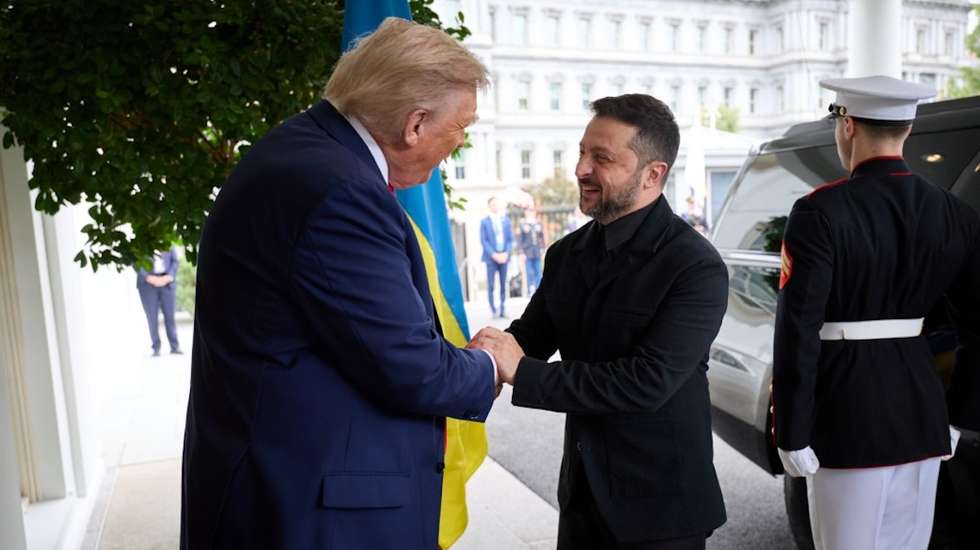 Visita de Zelensky à Casa Branca, 18 de agosto de 2025. Zelensky e Trump