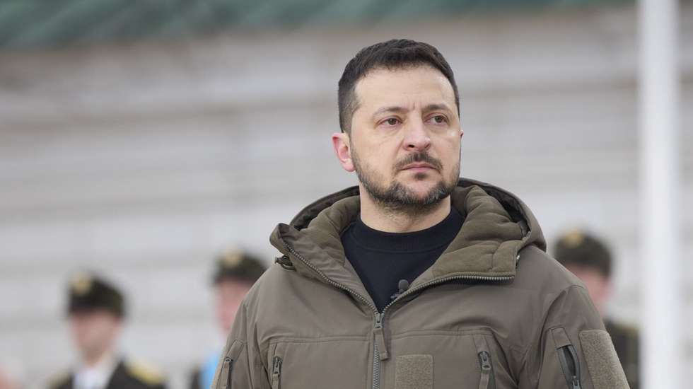 epa10487436 A handout picture made available by the presidential press service shows Ukrainian President Volodymyr Zelensky taking part in the event 'February, Year, Invincibility' on Sofiivska Square in Kyiv, Ukraine, 24 February 2023 on the first anniversary of the Russian invasion. Russian troops entered Ukrainian territory on 24 February 2022, starting a conflict that has provoked destruction and a humanitarian crisis. One year on, fighting continues in many parts of the country.  EPA/PRESIDENTIAL PRESS SERVICE HANDOUT HANDOUT  HANDOUT EDITORIAL USE ONLY/NO SALES