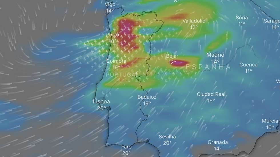 Durante o fim de semana, a chuva também deverá cair "quase ininterruptamente"