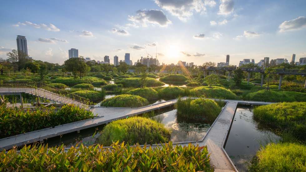 Cidade verde com energias limpas