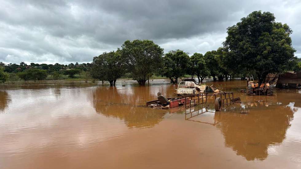 epa12653416 A handout photo made available by South Africa's Government Information Services (GCIS) shows flooding near Mbaula village, South Africa, 16 January 2026. Flooding affected large areas of the Limpopo province, including the Kruger National Park, which has closed its gates due to the flooding.  EPA/GCIS / HANDOUT HANDOUT EDITORIAL USE ONLY/NO SALES