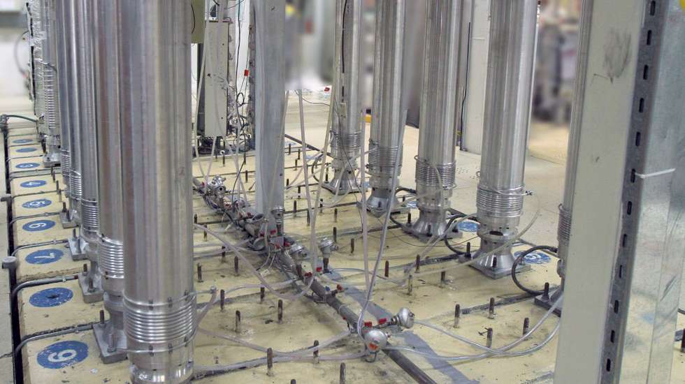 epa09130142 A handout photo made available by the Atomic Energy Organization (AEOI) of Iran shows centrifuge machines in the Natanz uranium enrichment facility in central Iran, 05 November 2019 (reissued 12 April 2021). Head of the Atomic Energy Organization of Iran (AEOI) Ali Akbar Salehi said an electricity disruption at Natanz nuclear facility on 11 April 2021 was a 'terrorist act' adding that his country reserves the rights to act against culprits. The AEOI said that an incident involving disruption of the Natanz nuclear facility's power network occurred, one day after President Hassan Rouhani inaugurated new centrifuges.  EPA/AEOI HANDOUT  HANDOUT EDITORIAL USE ONLY/NO SALES