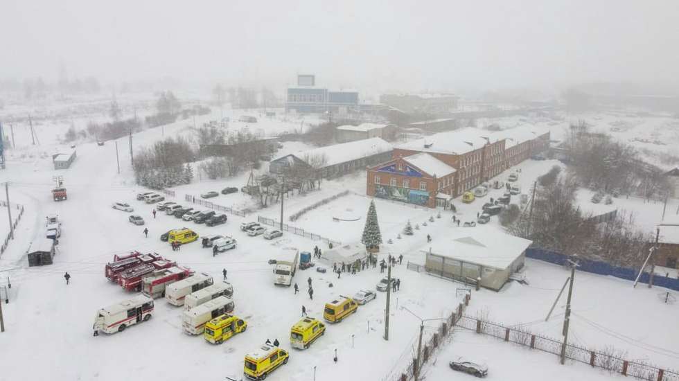 epa09602111 A handout photo made available by the Administration of the Government of Kuzbass shows the Listvyazhnaya coal mine, near the town of Gramoteino in the Kemerovo region, Russia, 25 November 2021. Coal dust exploded in the ventilation system of the coal mine; at the time of the accident, there were 285 miners in the mine, and 11 miners were found dead.  EPA/PRESS SERVICE OF ADMINISTRATION OF THE GOVERMENT OF KUZBASS / HA  HANDOUT EDITORIAL USE ONLY/NO SALES