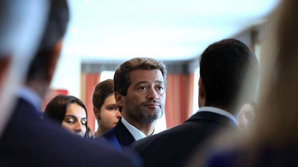 O presidente do Chega, André Ventura durante o almoço/comício de encerramento da IV Academia Política, em São Pedro do Sul, 15 de setembro de 2024. ESTELA SILVA/LUSA